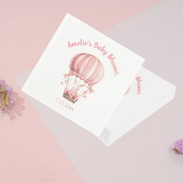 Niedlich Girly Pink Bunny Flying in Balloon Serviette