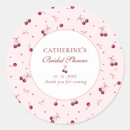 Niedlich Girly Pink Cherry Bows Danke Runder Aufkleber