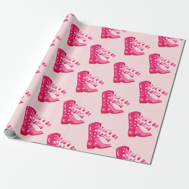 Niedlich Girly Pink Cowgirl Boot Lasst uns Mädchen Geschenkpapier (Ungerollt)
