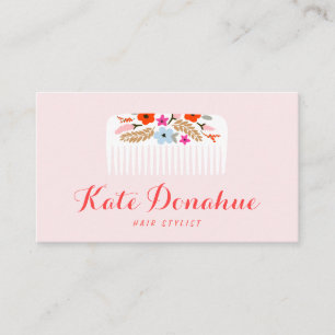 Niedlich Girly Pink Fairstylist Floral Comb Hair S Visitenkarte
