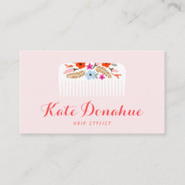 Niedlich Girly Pink Fairstylist Floral Comb Hair S Visitenkarte