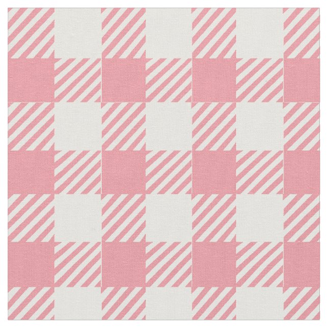 Niedlich Girly Pink Gingham Buffalo Kariert Stoff (Nahaufnahme)