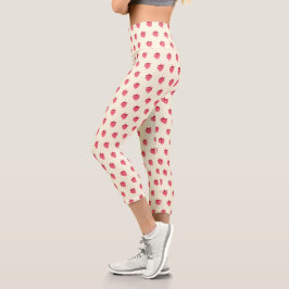 Niedlich Girly Pink Glitzer Strawberry Capri Leggings
