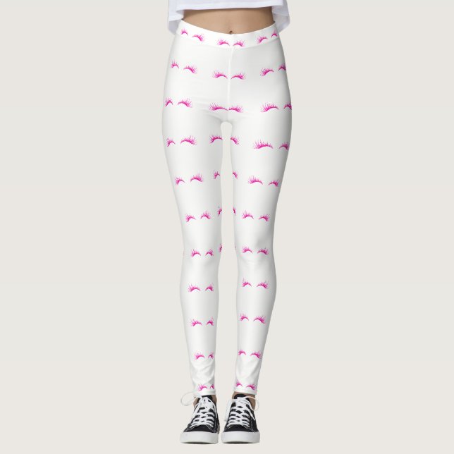 Niedlich Girly Pink Lashes Leggings (Vorderseite)