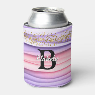 Niedlich Girly Pink & Lila Monogram Glitzer Sparko Dosenkühler