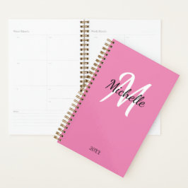 Niedlich Girly Pink Mit Monogramm Name + Initialna Planer