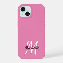 Niedlich Girly Pink Monogram Name + Initial