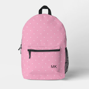 Niedlich Girly Pink Polka Dot Monogram Initialen Bedruckter Rucksack