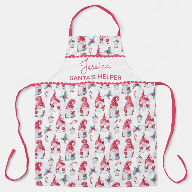 Niedlich Girly Santas Helper Name Christmas Gnome Schürze (Vorderseite)