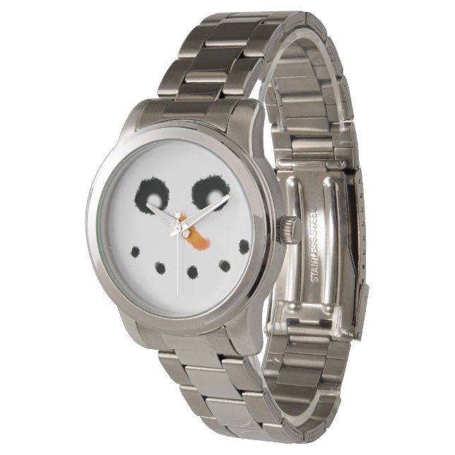 Niedlich Girly Snowman Face Christmas Womens Armbanduhr (Schrägansicht)