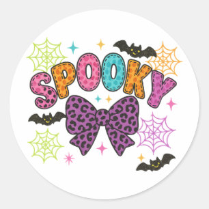 Niedlich Girly Spooky Leopard Bow Halloween Runder Aufkleber