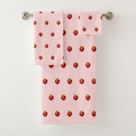 Niedlich Girly Strawberry Soft Pink Badhandtuch Set