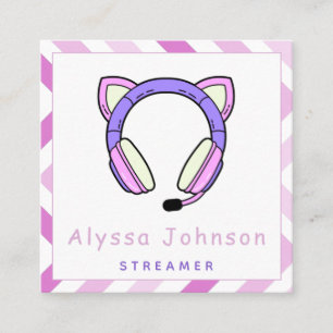 Niedlich & Girly Streamer Gamer Headset Trendy Coo Quadratische Visitenkarte