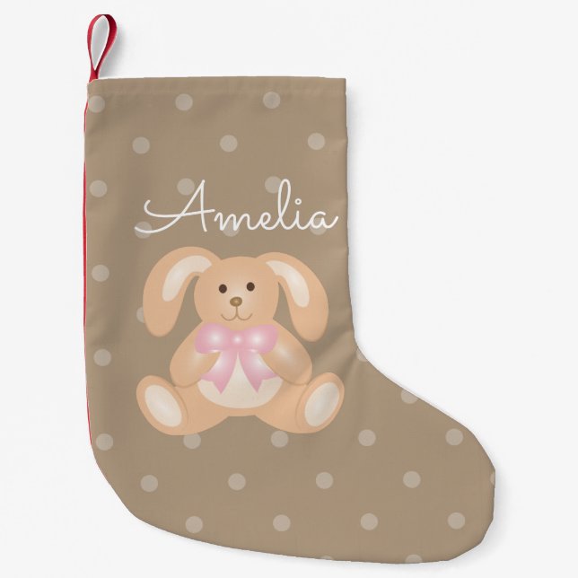 Niedlich Girly Sweet Adorable Baby Bunny Rabbit Gi Kleiner Weihnachtsstrumpf (Vorderseite)