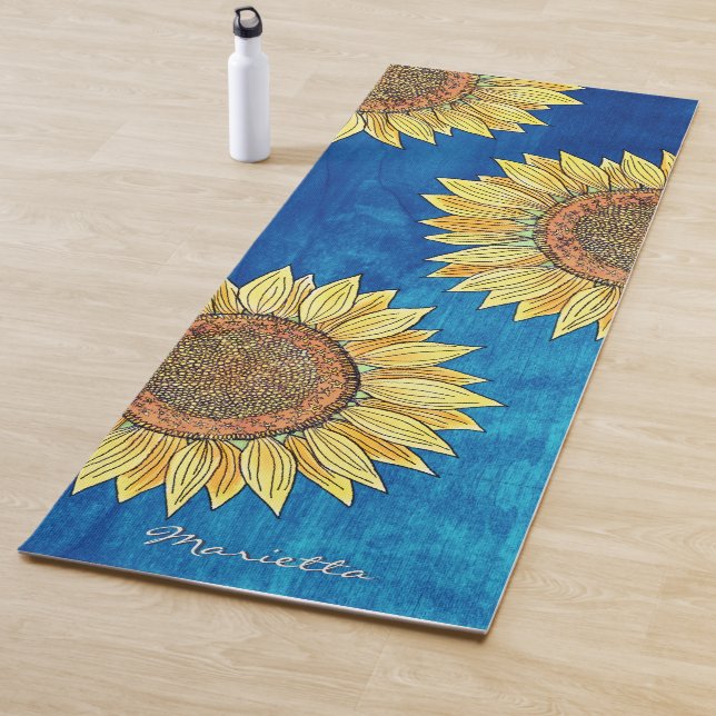 Niedlich Giro Rustic Boho Sonnenblume Personalisie Yogamatte (Beispiel)
