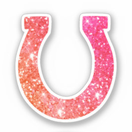 Niedlich Glam Girly Coral Pink Glitzer Horseshoe Aufkleber