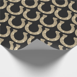 Niedlich Glam Horseshoe Gold Black Glitzer Geschenkpapier