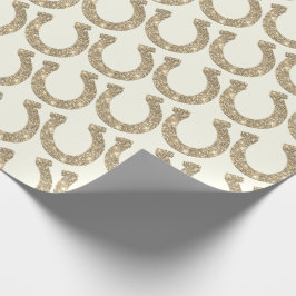 Niedlich Glam Horseshoe Gold Weißer Glitzer Geschenkpapier