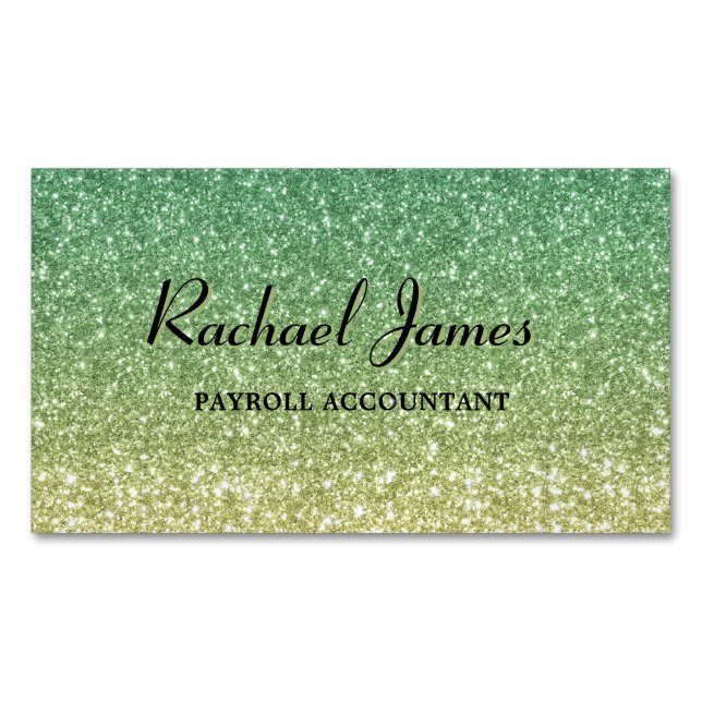 Niedlich Glittery Green Limon Ombre Magnetische Visitenkarte (Vorderseite)