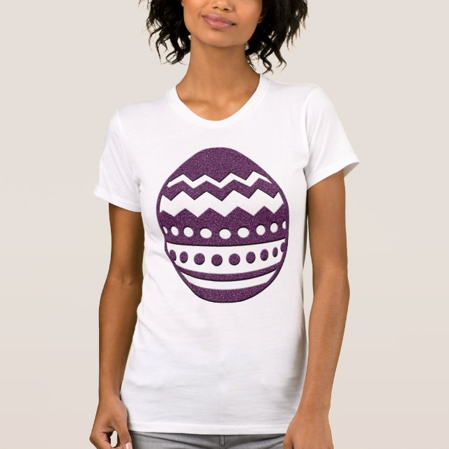 Niedlich Glittery Lila Ostereig T Shirt (Vorderseite)