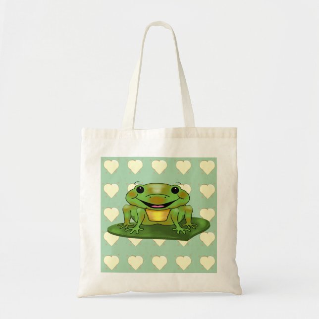 Niedlich & glücklich Frog Budget Tote Bag Tragetasche (Vorne)