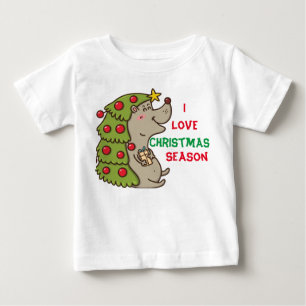 Niedlich & glücklich Igel Weihnachten Thema Baby T-shirt