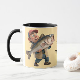 Niedlich/glücklicher Fischer mit einem Big Fish Ma Tasse