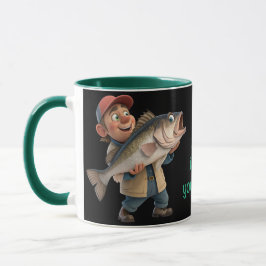 Niedlich/glücklicher Fischer mit einem Big Fish Ma Tasse