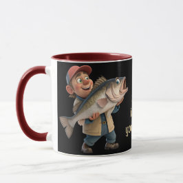 Niedlich/glücklicher Fischer mit einem Big Fish Ma Tasse