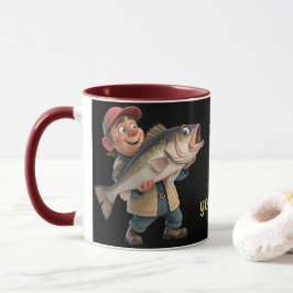 Niedlich/glücklicher Fischer mit einem Big Fish Ma Tasse