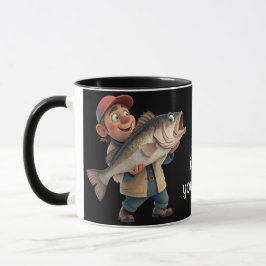 Niedlich/glücklicher Fischer mit einem Big Fish Ma Tasse
