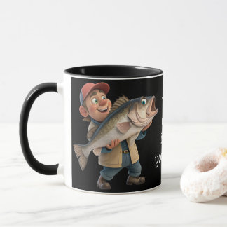 Niedlich/glücklicher Fischer mit einem Big Fish Ma Tasse