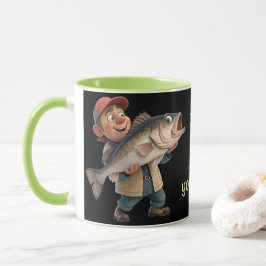Niedlich/glücklicher Fischer mit einem Big Fish Ma Tasse