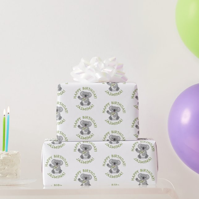 Niedlich glücklicher Koala personalisierter Cartoo Geschenkpapier (Partygeschenke)