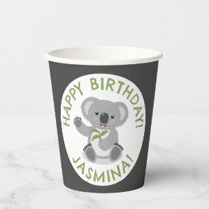 Niedlich glücklicher Koala personalisierter Cartoo Pappbecher