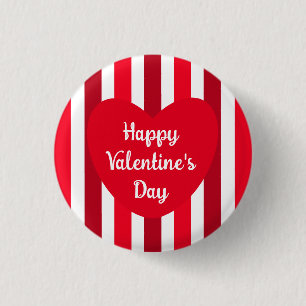 Niedlich glücklicher Valentinstag Rot Streifen Ein Button