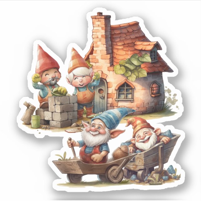 Niedlich Gnome-Aufkleber Aufkleber (Vorderseite)