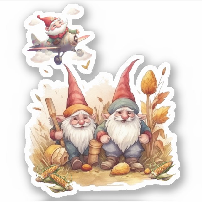 Niedlich Gnome-Aufkleber Aufkleber (Vorderseite)
