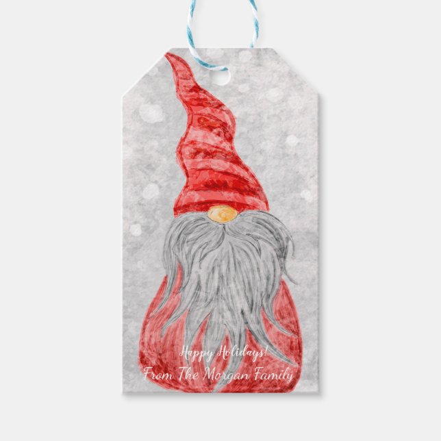 Niedlich Gnome Bokeh Geschenkanhänger (Vorderseite)