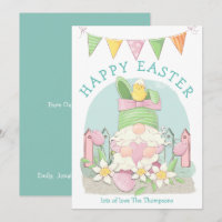 Niedlich Gnome Bunny Chick Florals Aquamarin Happy