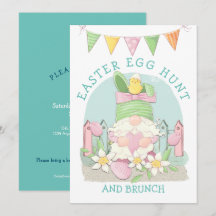 Niedlich Gnome Bunny Easter Egg Hunt Einladung