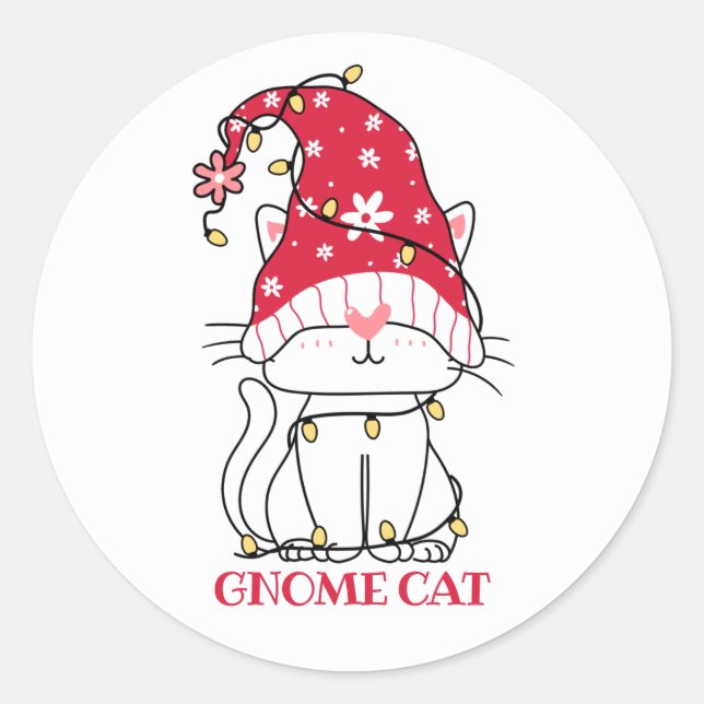 Niedlich Gnome-Cat-Aufkleber Runder Aufkleber (Vorderseite)