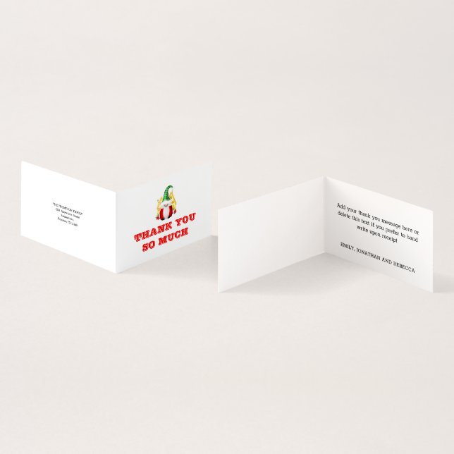 Niedlich Gnome Dankeschön Weihnachten (Innenseite und Außenseite)