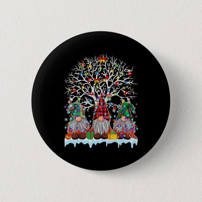 Niedlich Gnome Frohe Weihnachtslichtfamilie passt  Button (Vorderseite)