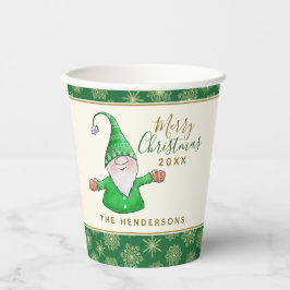 Niedlich Gnome Green Christmas Pappbecher