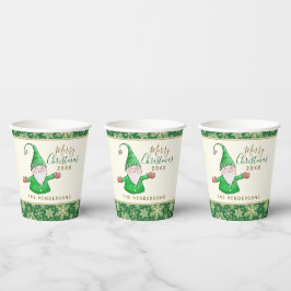 Niedlich Gnome Green Xmas Party Personalisiert Wei Pappbecher
