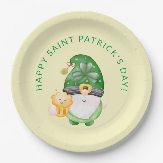 Niedlich Gnome Happy St. Patricks Day-Party Pappteller (Vorderseite)