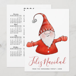 Niedlich Gnome Modern Feliz Navidad mit Kalender 2 Feiertagskarte