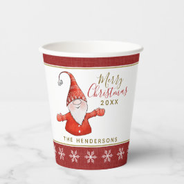 Niedlich Gnome Personalisiert Red White Christmas  Pappbecher
