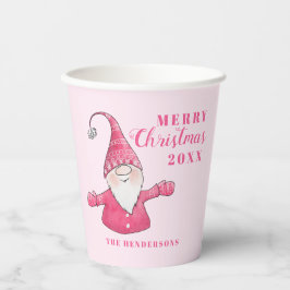 Niedlich Gnome Pink Personalisiert Frohe Weihnacht Pappbecher